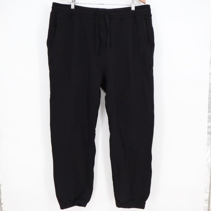 American Giant Sweatpants Men 2XL Black Cotton Fleece High Rise Drawstring Waist