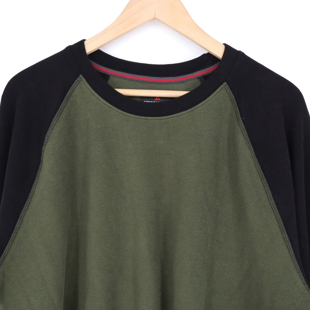 American Giant French Rib T-Shirt Mens XL Green Black Colorblock Cotton Pullover