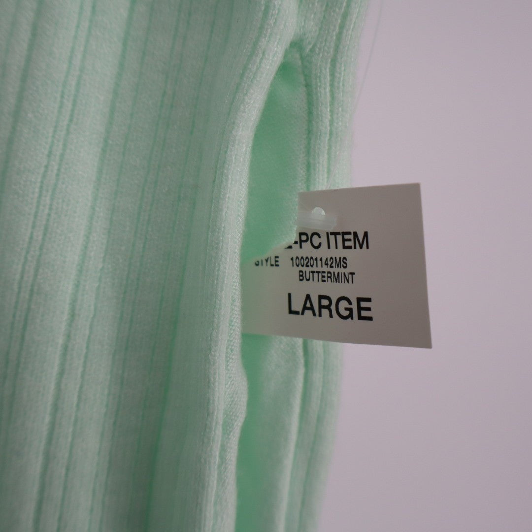 State of Day Intimates Pajama Pants Womens Large Butter Mint Green Ribbed Knit