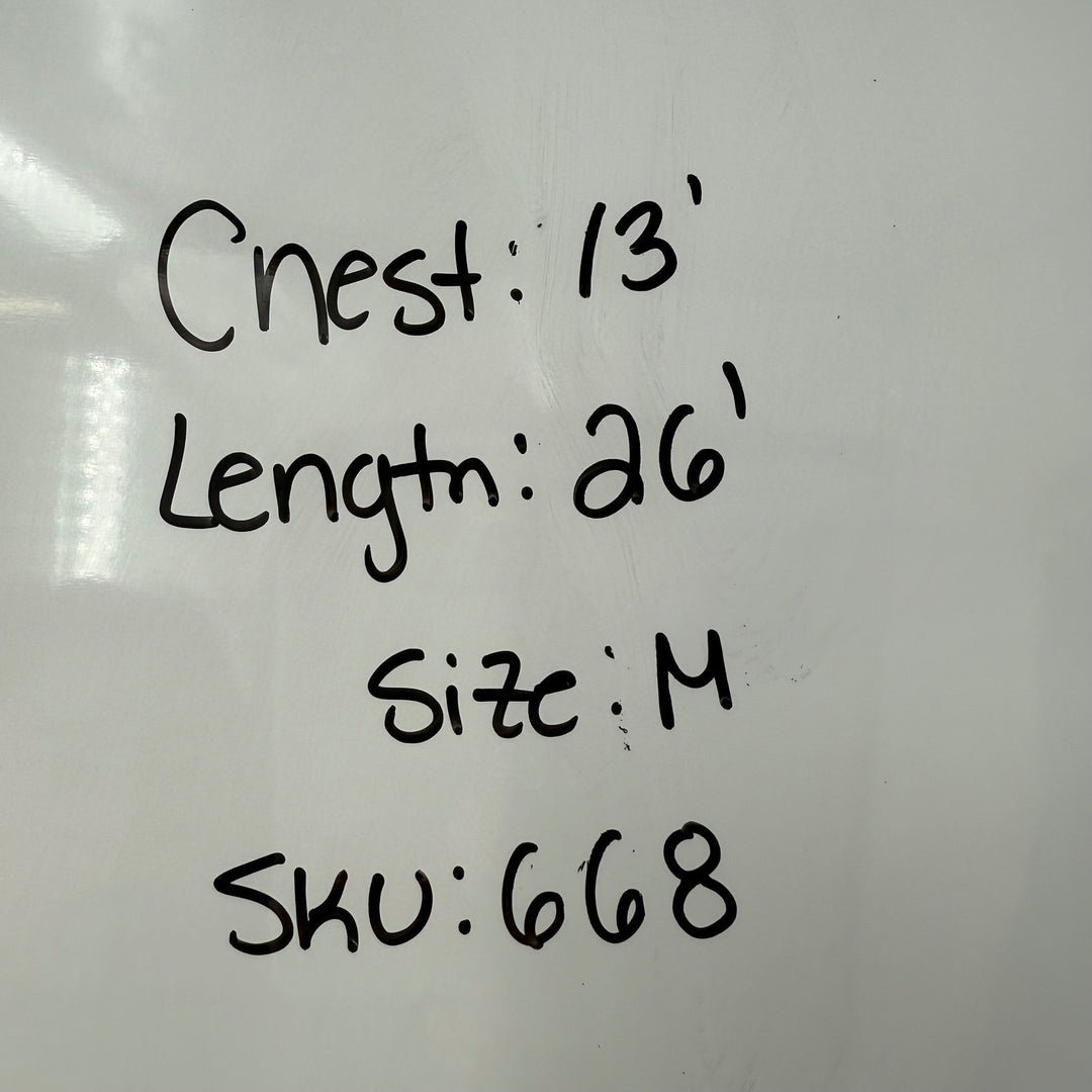 Measurement details written on a white background
