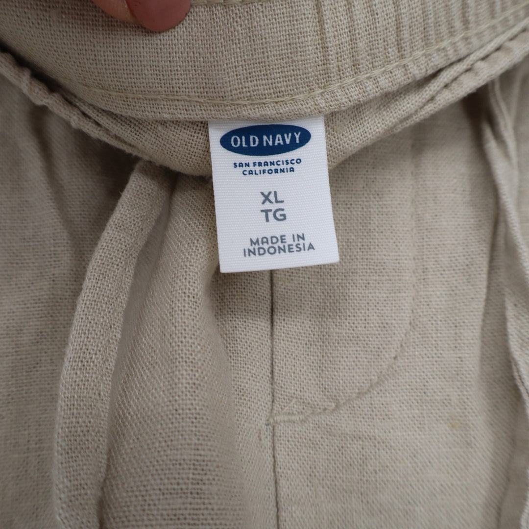 Old Navy Women's XL Tan Linen Blend Drawstring Elastic Waist Casual Shorts