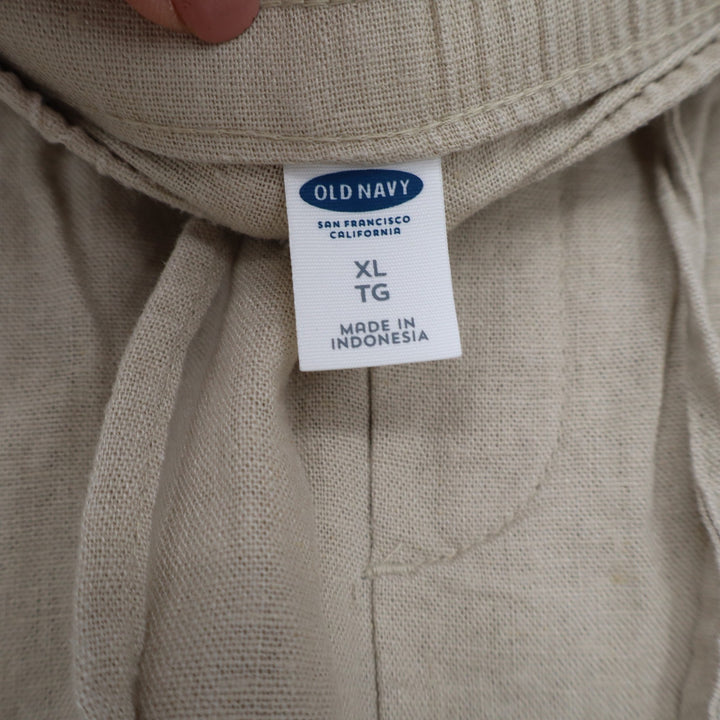 Old Navy Women's XL Tan Linen Blend Drawstring Elastic Waist Casual Shorts