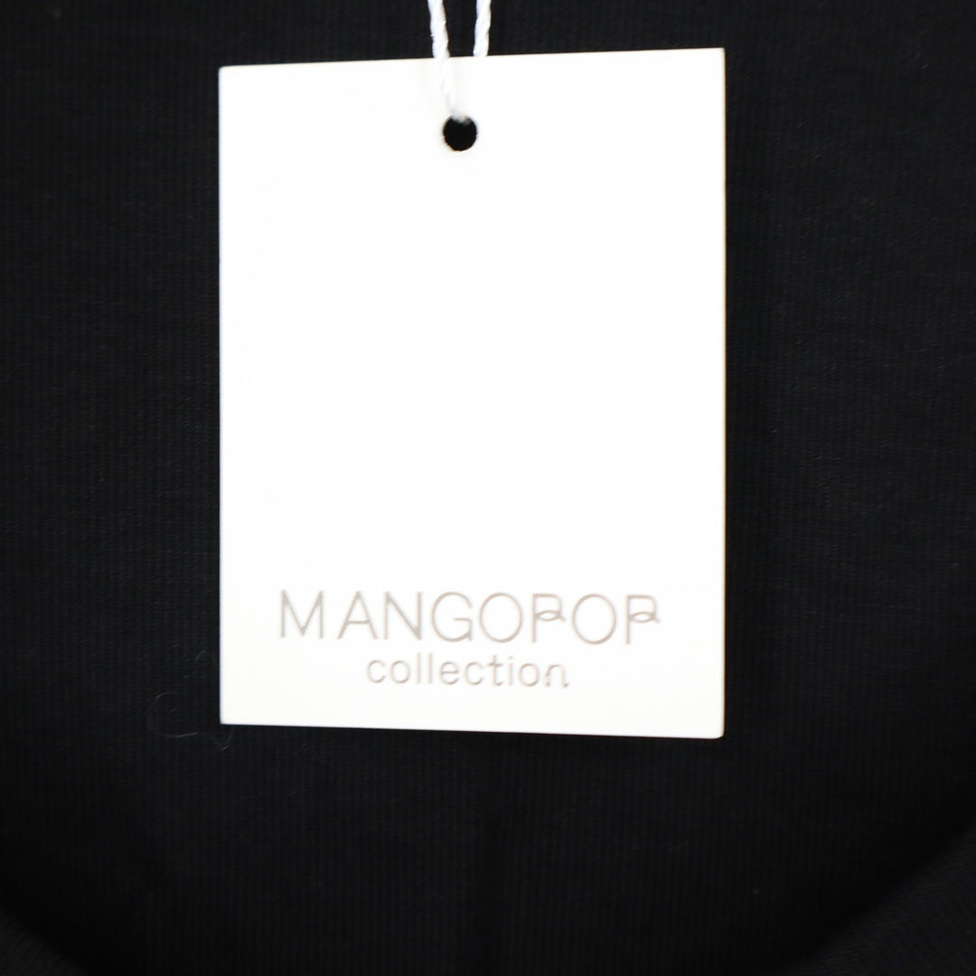 Mangopop Black Ribbed Knit Long Sleeve V-Neck Bodysuit Large