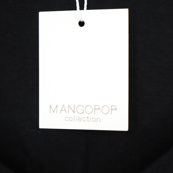 Mangopop Black Ribbed Knit Long Sleeve V-Neck Bodysuit Large