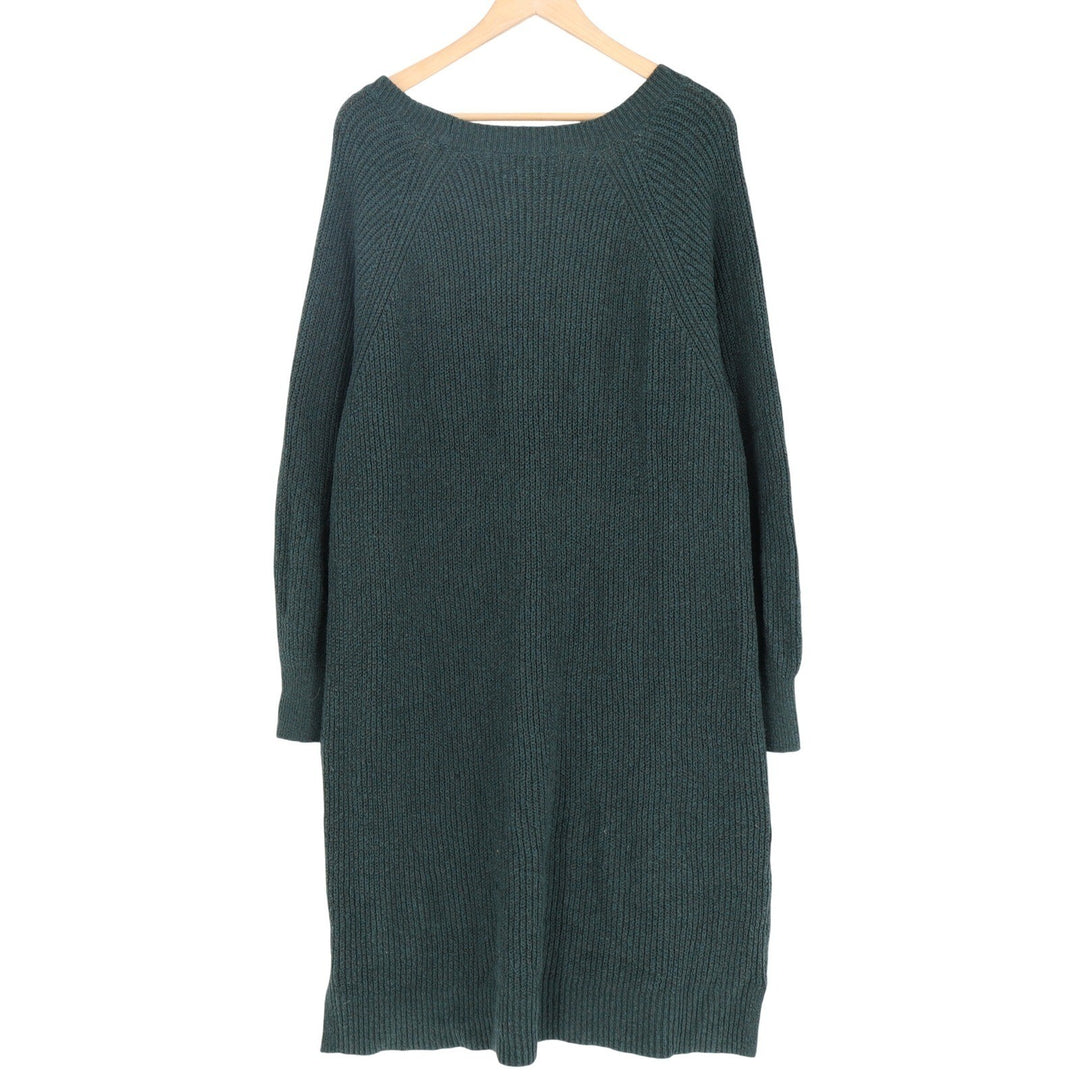 Old Navy Womens XL Forest Green Ribbed Henley V-Neck Long Sleeve Sweater Dress