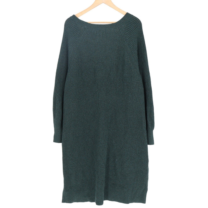 Old Navy Womens XL Forest Green Ribbed Henley V-Neck Long Sleeve Sweater Dress