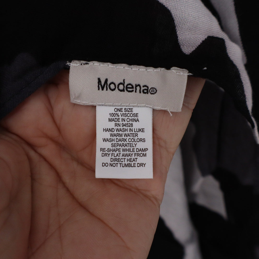 Modena Black White Abstract Floral Kimono Wrap Cover Up One Size