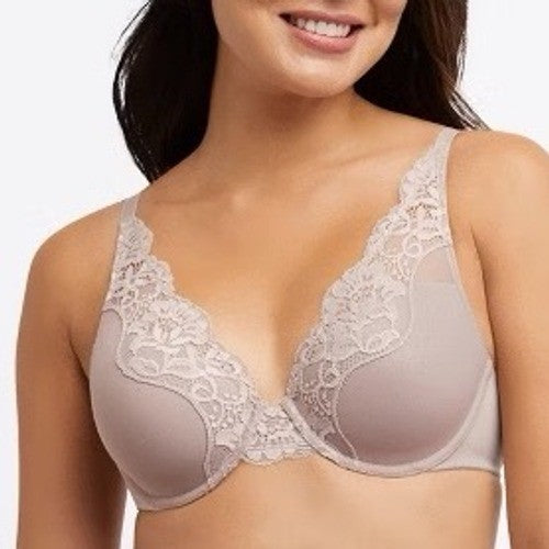 Bali One Smooth U Bra Womens 42D Evening Blush Nylon Stretch Lace Trim Underwire