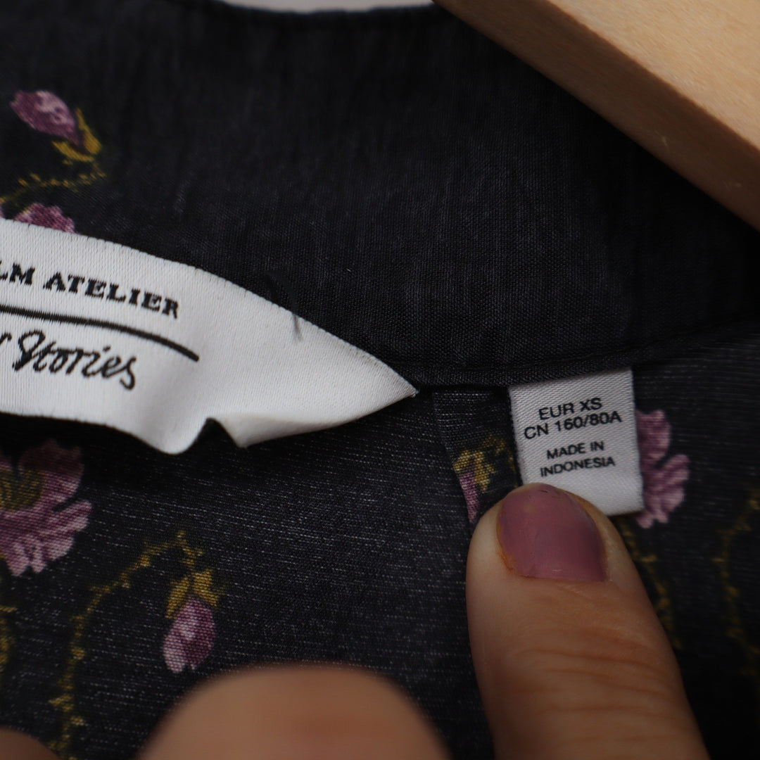 & Other Stories Stockholm Atelier Floral Mini Dress Black Pink XS Mandarin