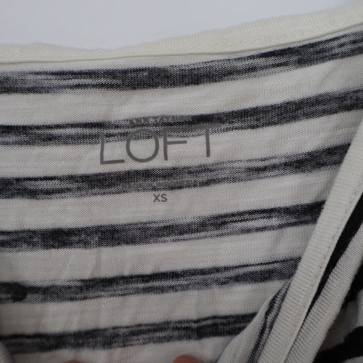 Ann Taylor LOFT Striped Camisole Tank Top Black White XS Adjustable Straps
