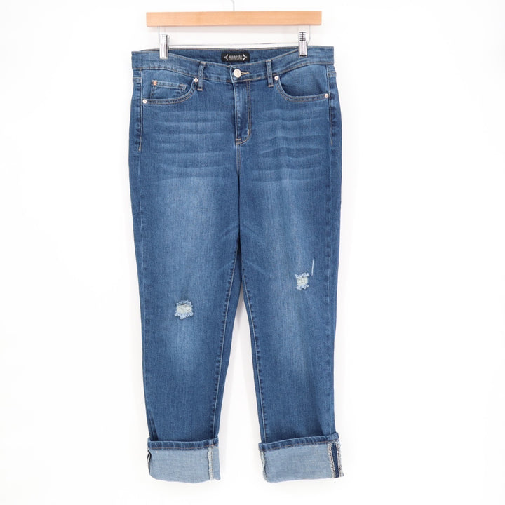 Nanette Lepore Amour Slim Boyfriend Jeans Women's W32 Blue Denim Cotton Stretch