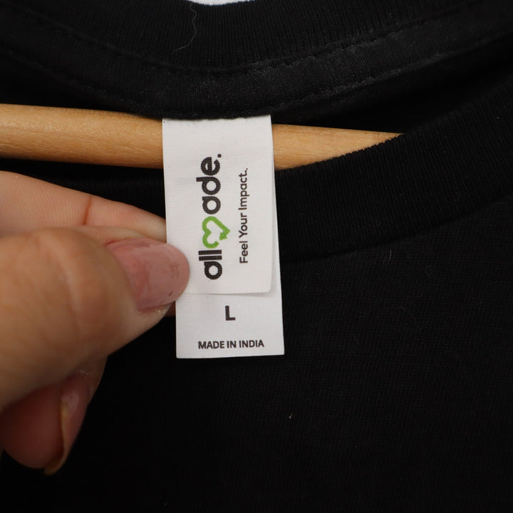 Allmade Mens Large Black Organic Cotton Serve Operations Graphic Tee Shirt Logo