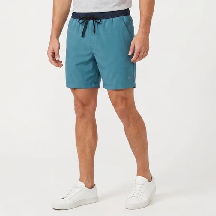 RBX Mens Performance Training Shorts Teal Navy Blue Size M 7 Inseam NWT
