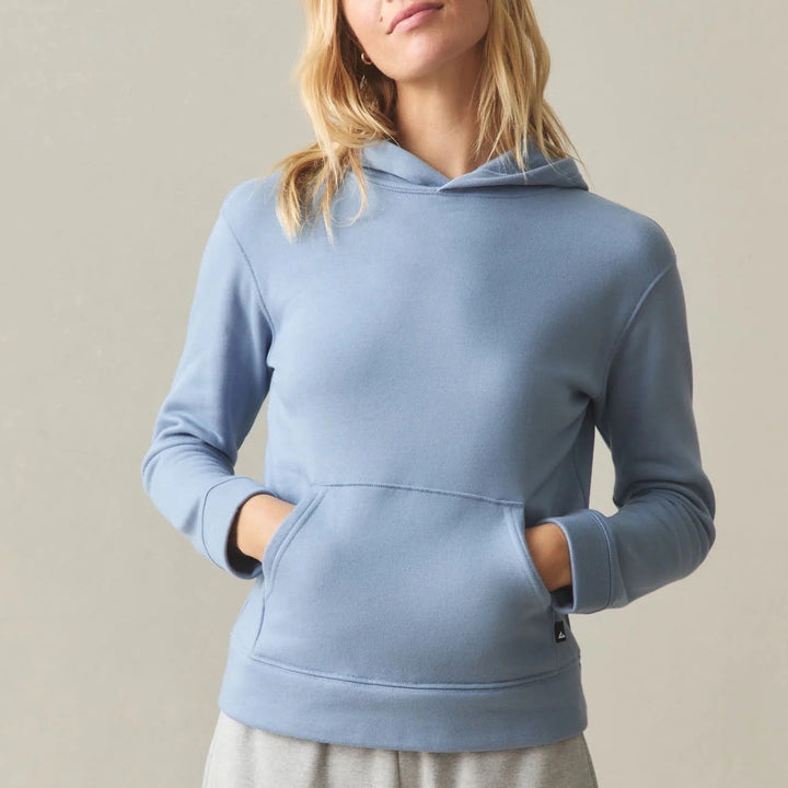 American Giant Midweight Hoodie Womens Medium Blue Cotton Fleece Kangaroo Pocket
