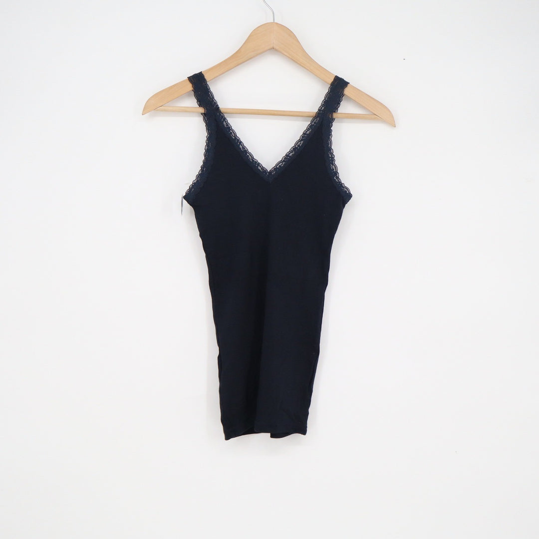 Hollister Navy Blue Lace Trim Ribbed Camisole Tank Top XS