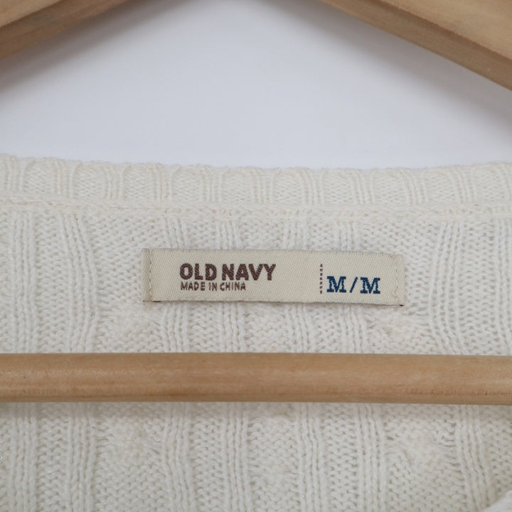 Old Navy Mens Cream White Cable Knit Button Front Cardigan Sweater Medium