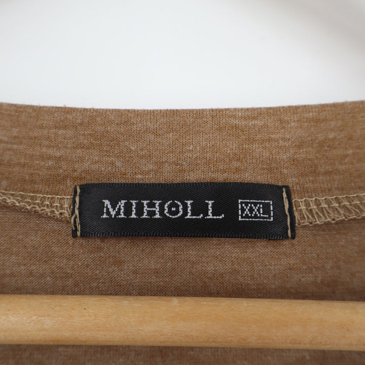 Miholl Womens XXL V-Neck Pocket Tee Short Sleeve Heather Brown Relaxed Fit Shirt