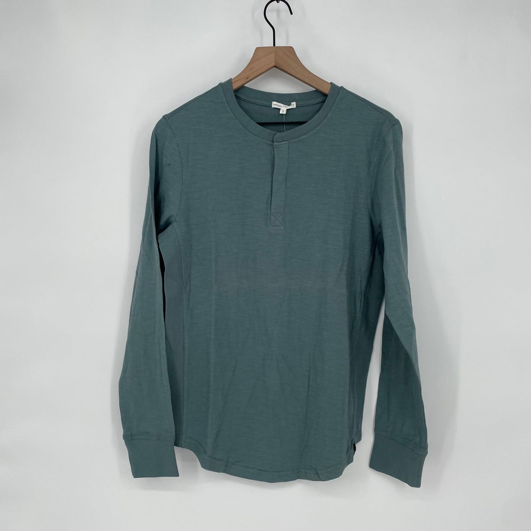 Threads 4 Thought Long Sleeve Henley Shirt Succu Teal Organic Cotton Size S