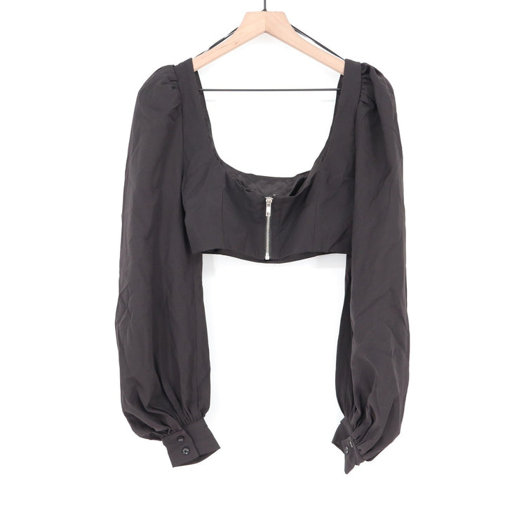 Naked Wardrobe The Statement Black Balloon Sleeve Crop Top M