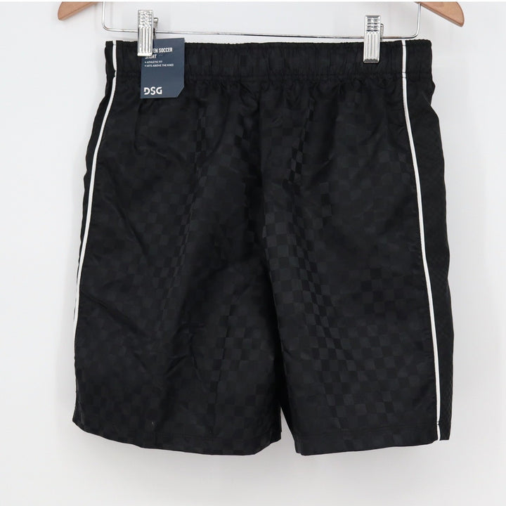 DSG Boys XL Woven Soccer Shorts Pure Black Checkered Athletic