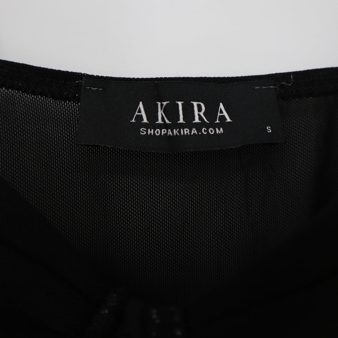 Akira Bodysuit Womens S JT3893 Black Rhinestone Mesh Corset Excellent