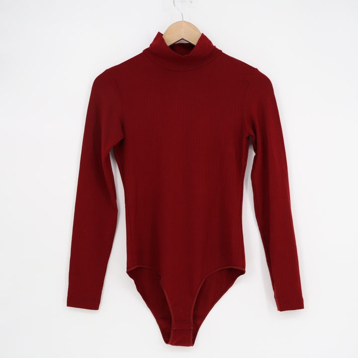 Uniqlo Heattech Extra Warm Ribbed Turtleneck Bodysuit Burgundy Red XS