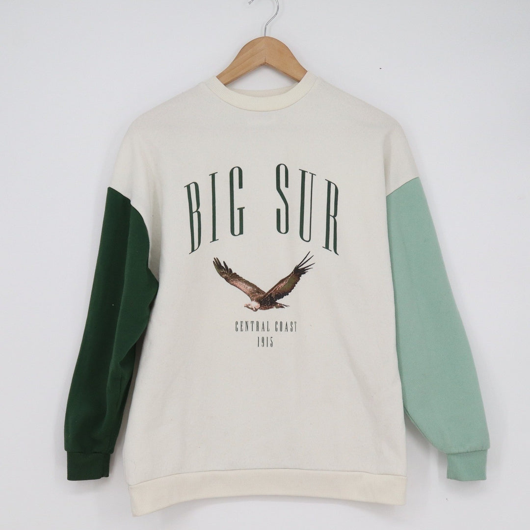 Isaac Morris Limited Big Sur Eagle Colorblock Sweatshirt Cream Green XS