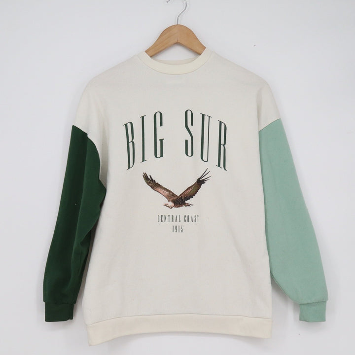 Isaac Morris Limited Big Sur Eagle Colorblock Sweatshirt Cream Green XS