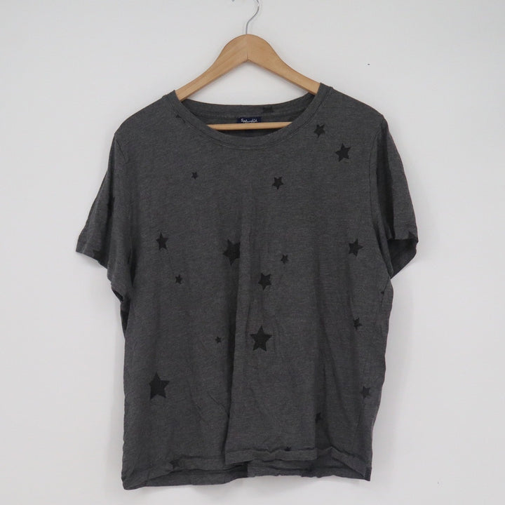 Splendid Womens XXL Charcoal Gray Star Print Cotton Modal Crew Neck T-Shirt