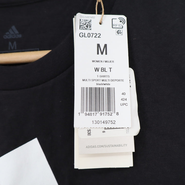 Adidas Womens Badge of Sport T-Shirt Black White Size M New