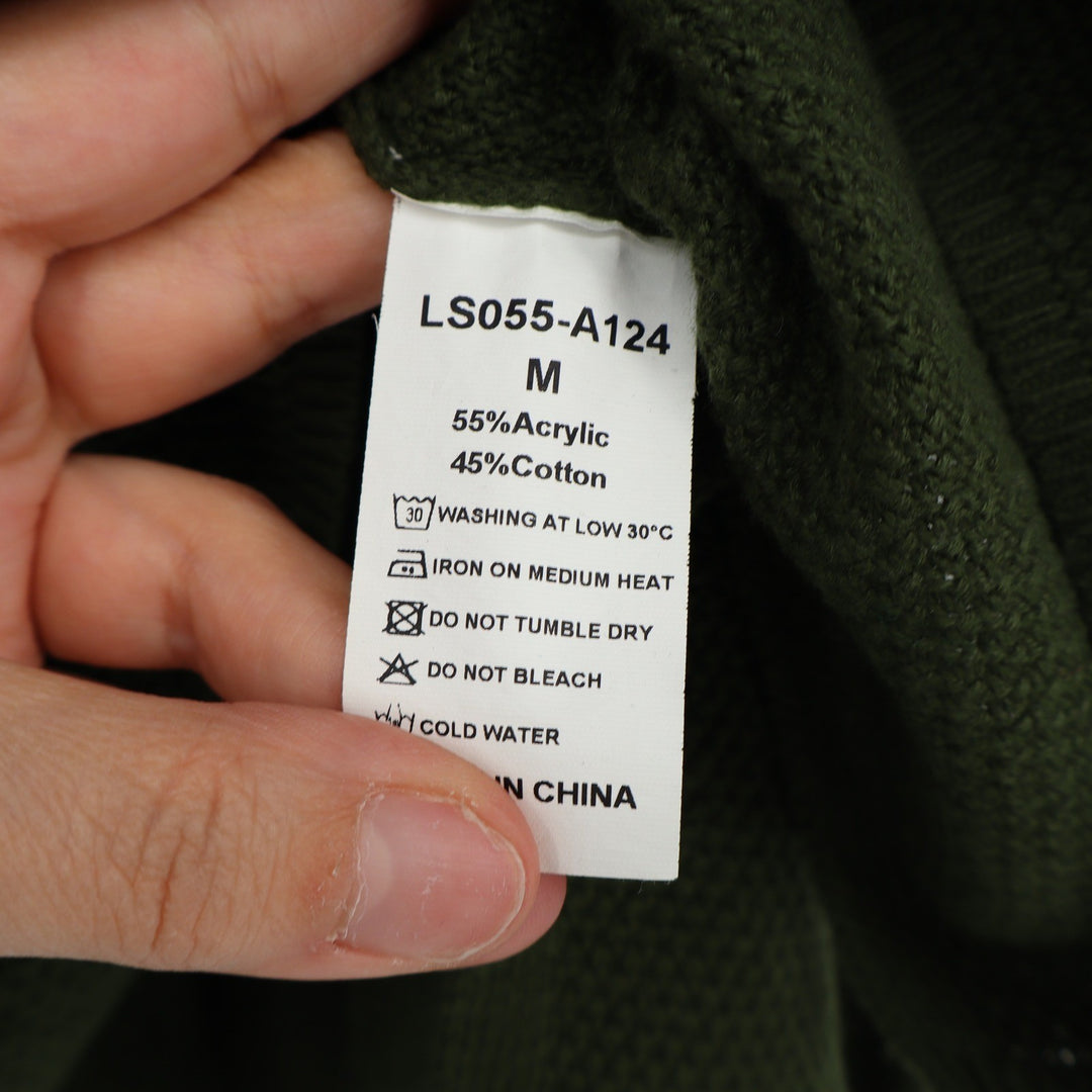 LILLUSORY Womens Olive Green Textured Henley Sweater LS055-A124 Wood Buttons M
