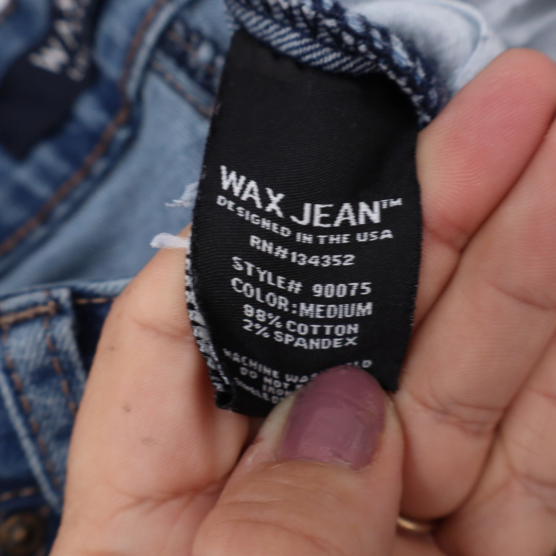 Wax Jean Los Angeles Womens Skinny Distressed Ripped Denim Medium Wash Size 0