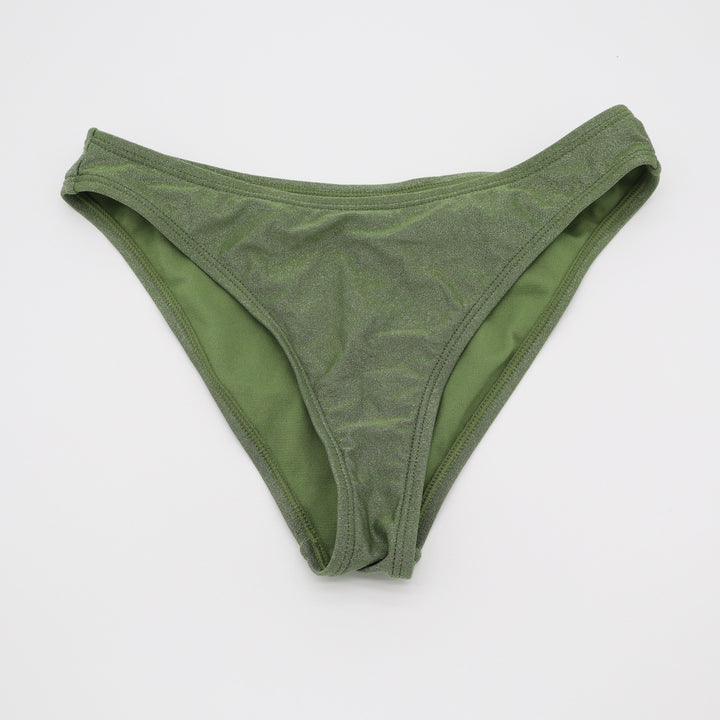 Salt + Cove Womens XS Sage Green Metallic Shimmer High Leg Bikini Bottoms 6319