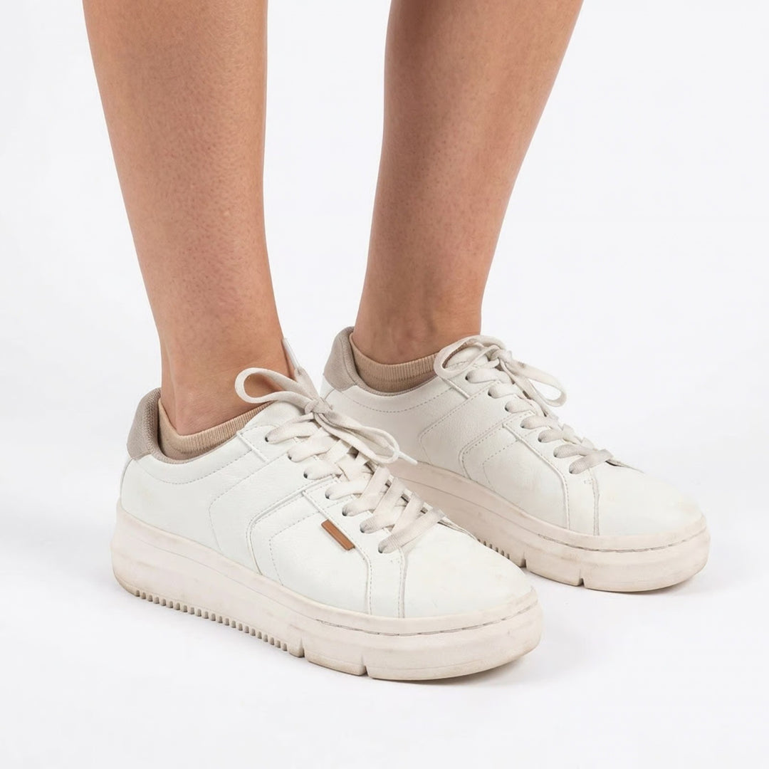 Dr. Scholls Sadie White Platform Sneakers Womens Size 8 Lace Up Fashion Shoes