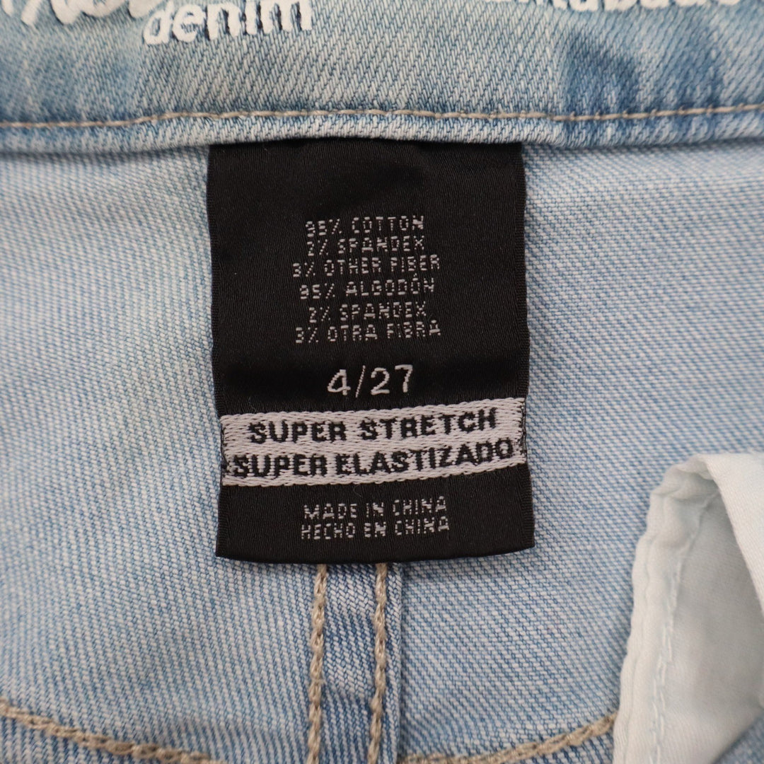 Mossimo Denim Womens High Rise Skinny Jeans Light Wash Raw Hem Size 4/27 Stretch
