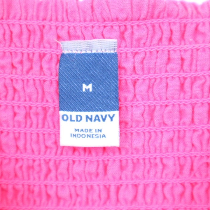 Old Navy Pink Seersucker Tiered Maxi Dress Ruffle Tie V-Neck M