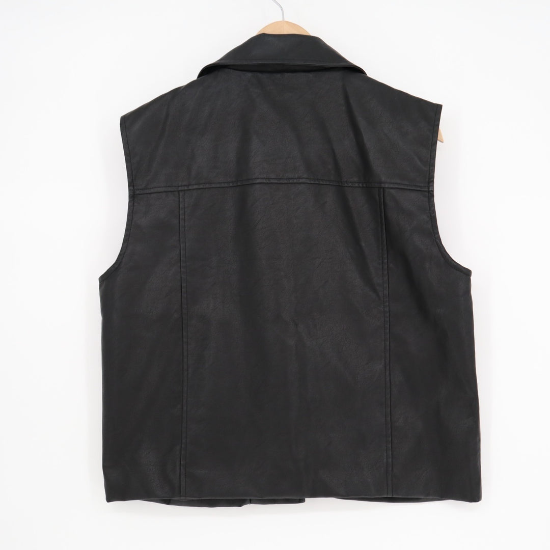 Mustard Seeds Motorcycle Vest Women Small Black Lapel Collar Asymmetrical Zipper