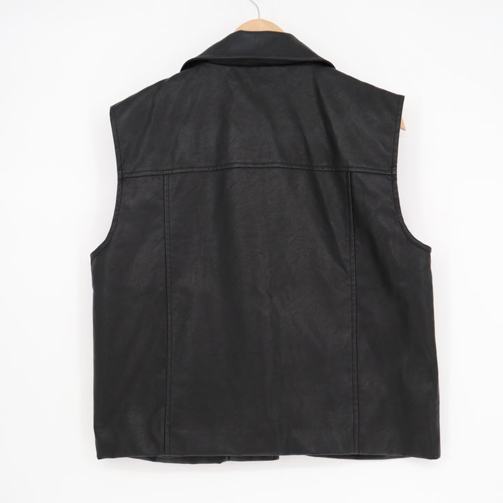 Mustard Seeds Motorcycle Vest Women Small Black Lapel Collar Asymmetrical Zipper