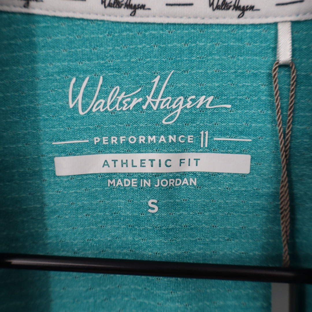 Walter Hagen Mens P11 Birdseye Athletic Fit Polo Shirt Aqua Blue New S