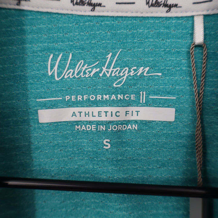 Walter Hagen Mens P11 Birdseye Athletic Fit Polo Shirt Aqua Blue New S