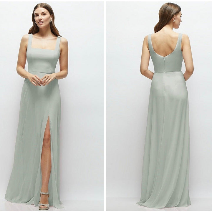Thread Square Neck Chiffon Maxi Dress With Circle Skirt Size 8