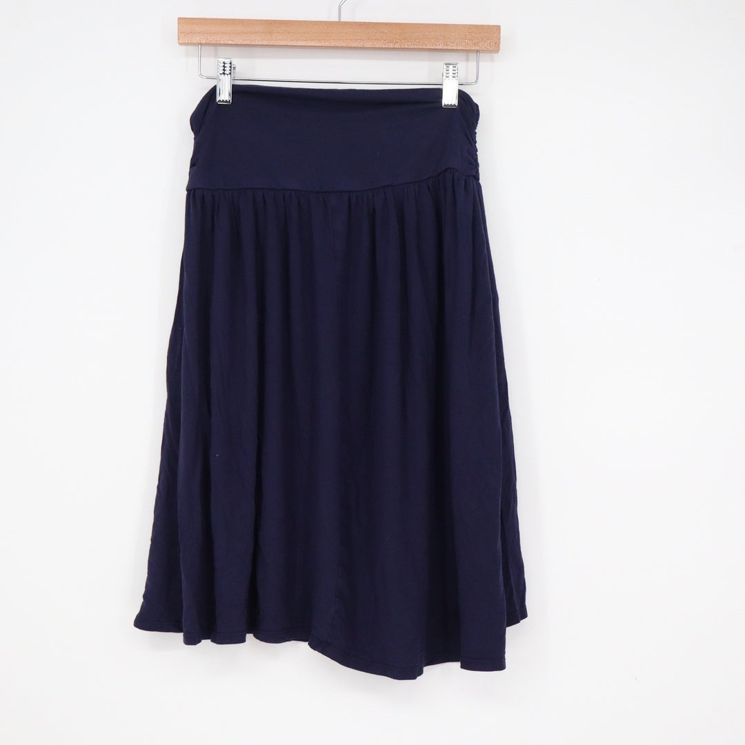Simlu Navy Blue Pleated Midi Skirt S541 Made in USA Small