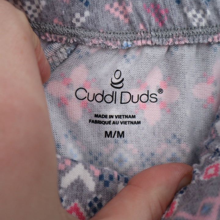 Cuddl Duds Fleece Pajama Bottom Womens M Multi Printed Stretch Elastic Waist