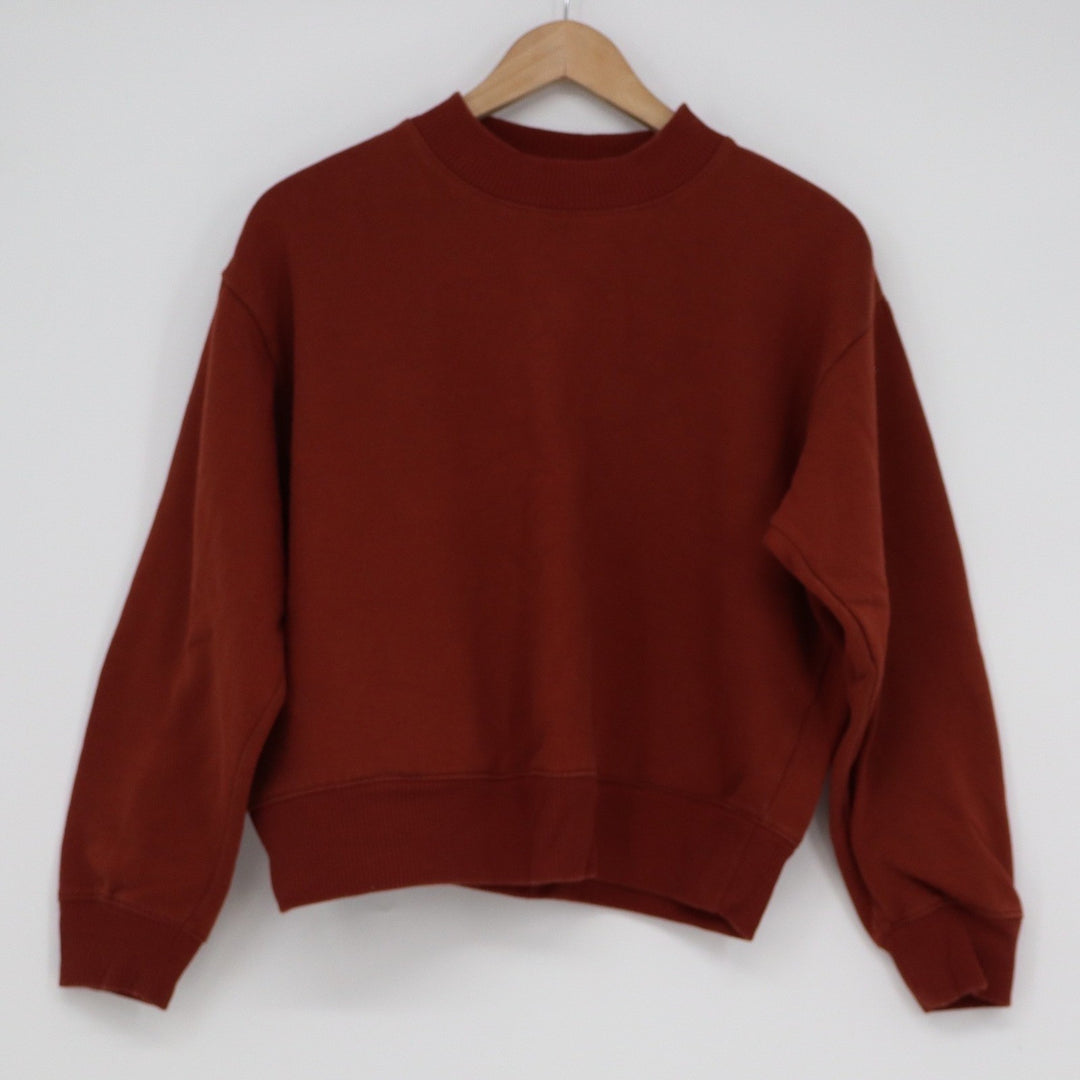 A New Day Womens Rust Red Mock Neck Sweatshirt Pullover Size M Cotton Blend