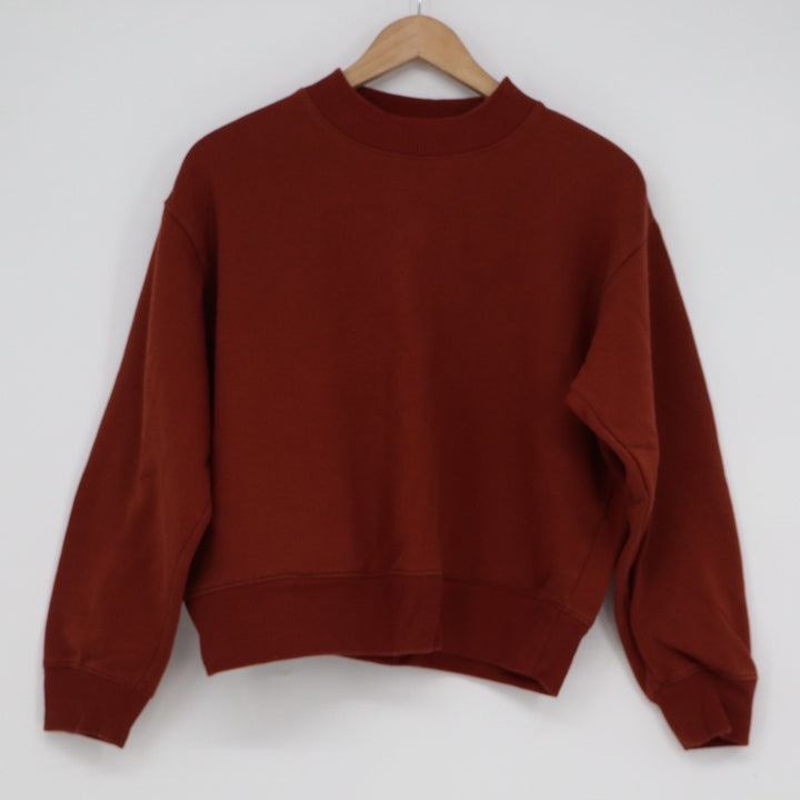 A New Day Womens Rust Red Mock Neck Sweatshirt Pullover Size M Cotton Blend