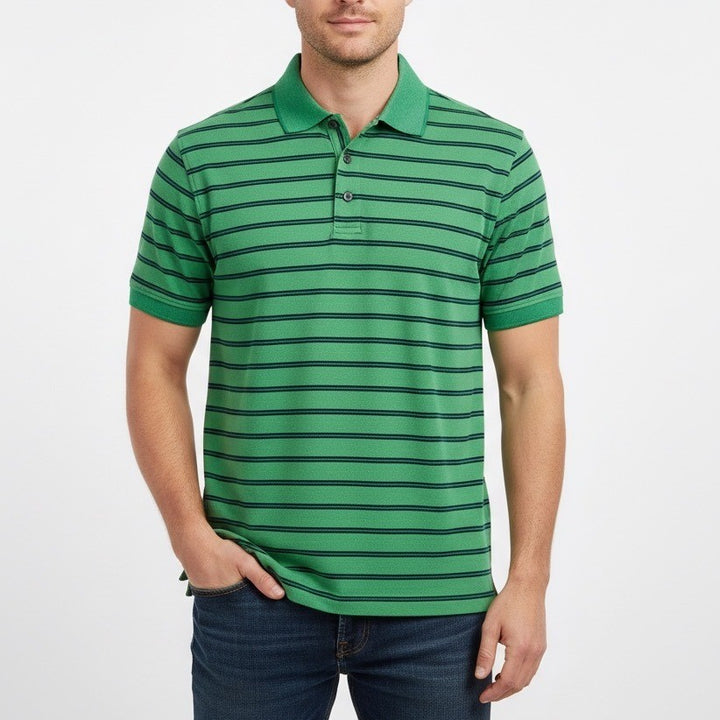 IZOD Perform Xtreme Function Golf Polo Shirt Green Black Stripe Short Sleeve