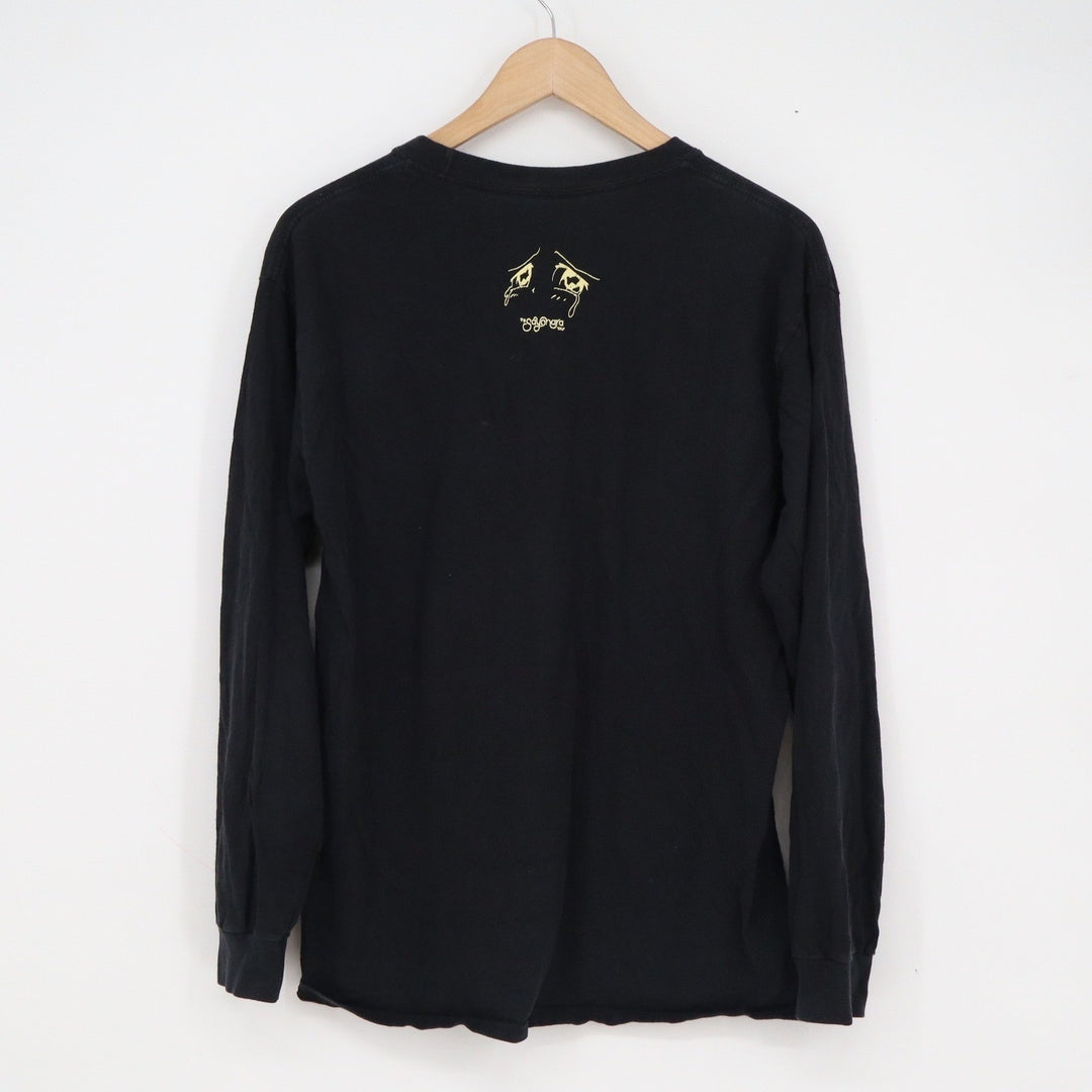 Ngoodies Mens Long Sleeve Graphic Tee Black Send Noods Anime Eyes Size M