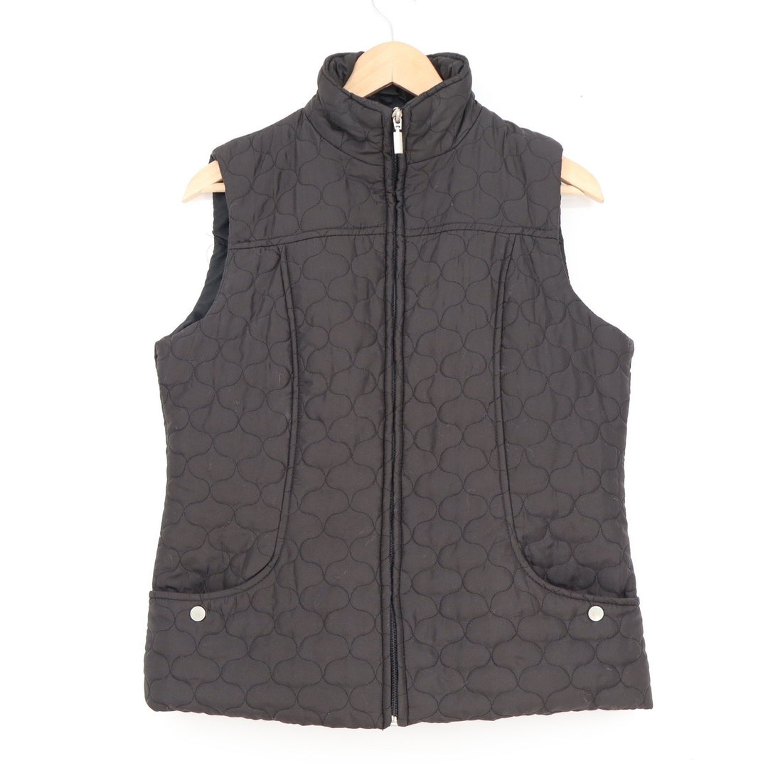 Jane Ashley Womens Black Quilted Full Zip Mock Neck Vest Jacket Size M BHA0653