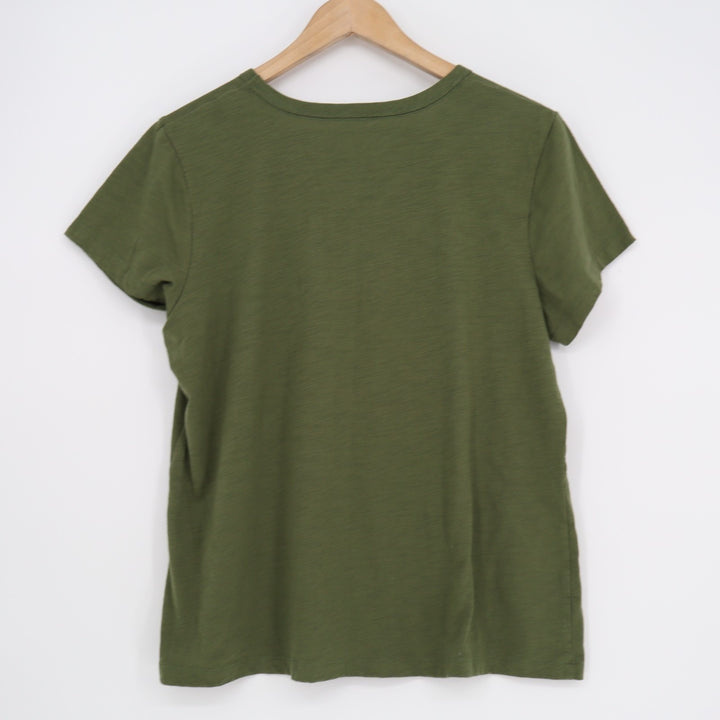 Time And Tru T-Shirt Women L(12-14) Forest Green Space Dye Short Sleeve Pullover