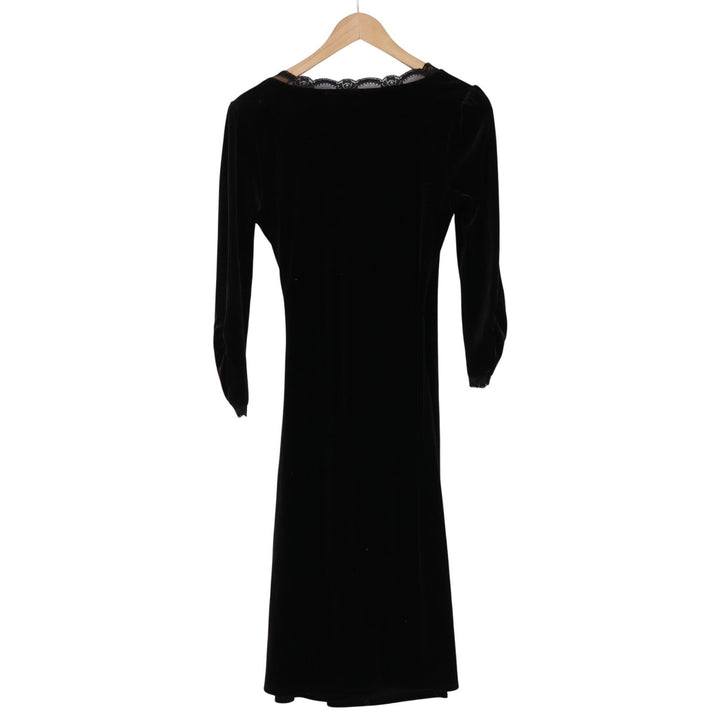 Fire Portfolio Dress Womens Small Faux Wrap Black Lace Trim Velvet Excellent
